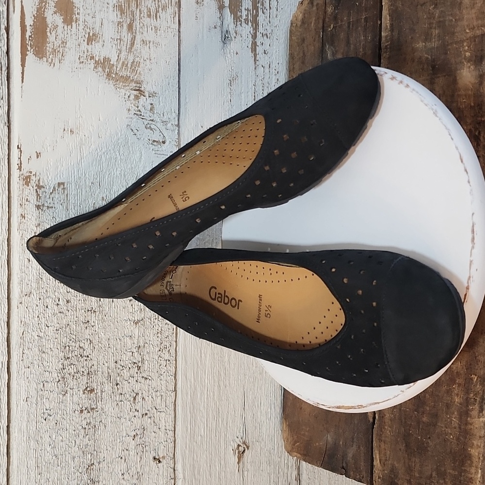 Womens Gabor Black Suede Flats